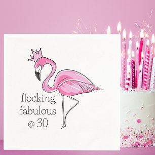 Pink Flamingo Crown Flocking Fabulous at Thirty Napkin