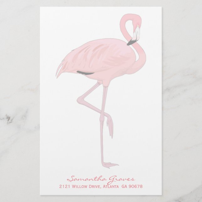 Pink Flamingo Custom Stationery (Front)