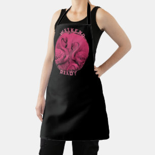 Pink Flamingo Custom Text All-Over Print Apron