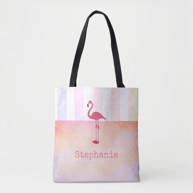 pink flamingo custom tote bag personalise it (Front)