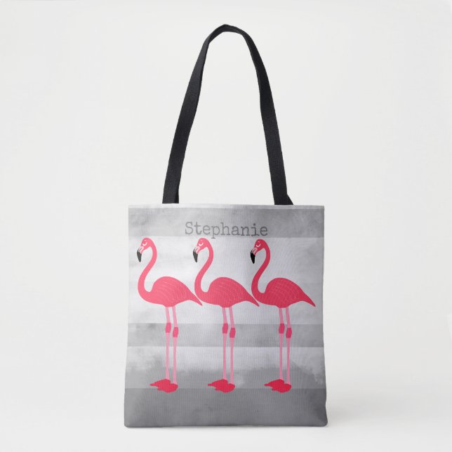 pink flamingo custom tote bag personalise it (Front)