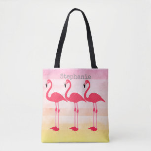 pink flamingo custom tote bag personalise it