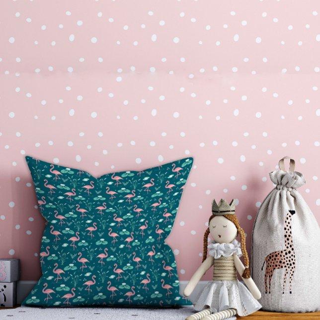  Pink Flamingo cute green teal pattern Cushion (Creator Uploaded)