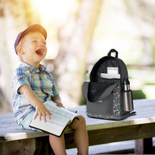  Pink Flamingo cute grey pattern name Printed Backpack