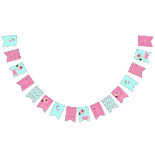 Pink Flamingo Cute Happy 1st Birthday Bunting