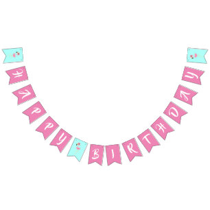 Pink Flamingo Cute Happy 1st Birthday Bunting