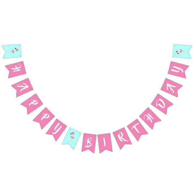 Pink Flamingo Cute Happy 1st Birthday Bunting (All)
