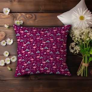 Pink Flamingo cute red pattern Cushion