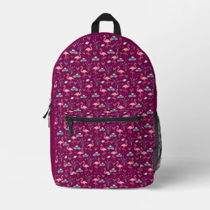 Pink Flamingo cute red pattern Printed Backpack