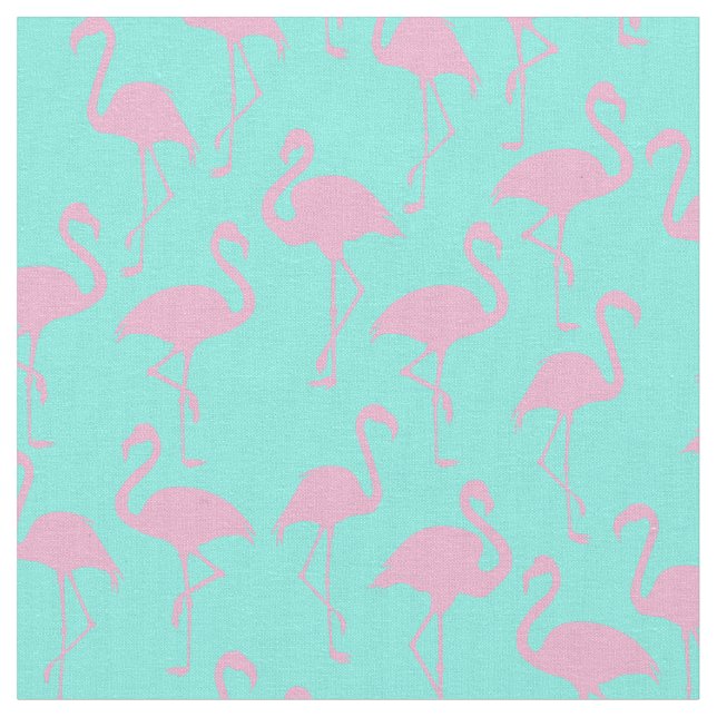 Pink Flamingo Cute Tropical Print Fabric (Close Up)