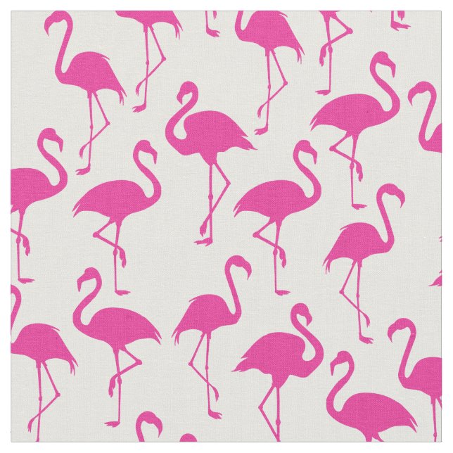 Pink Flamingo Cute Tropical Print Fabric (Close Up)
