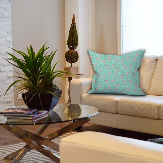  Pink Flamingo cute turquoise pattern Cushion (Creator Uploaded)