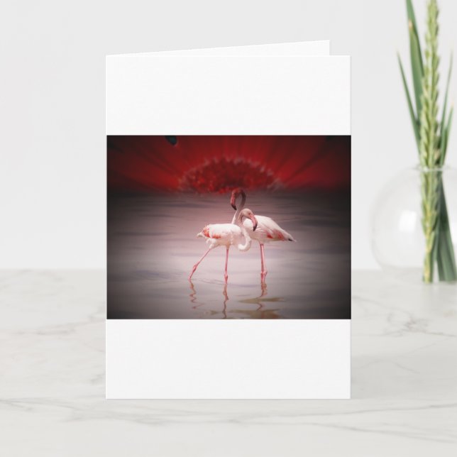 Pink Flamingo Dance Holiday Card (Front)