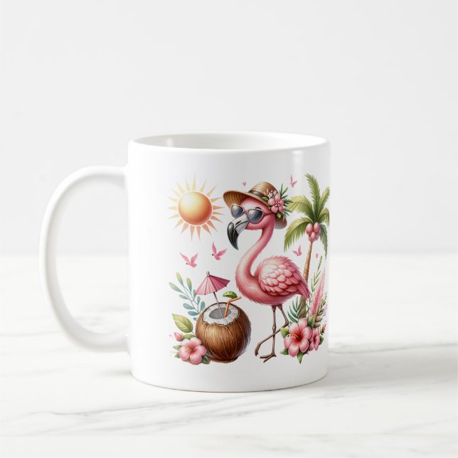 Pink Flamingo Design Coffee Mug (Left)