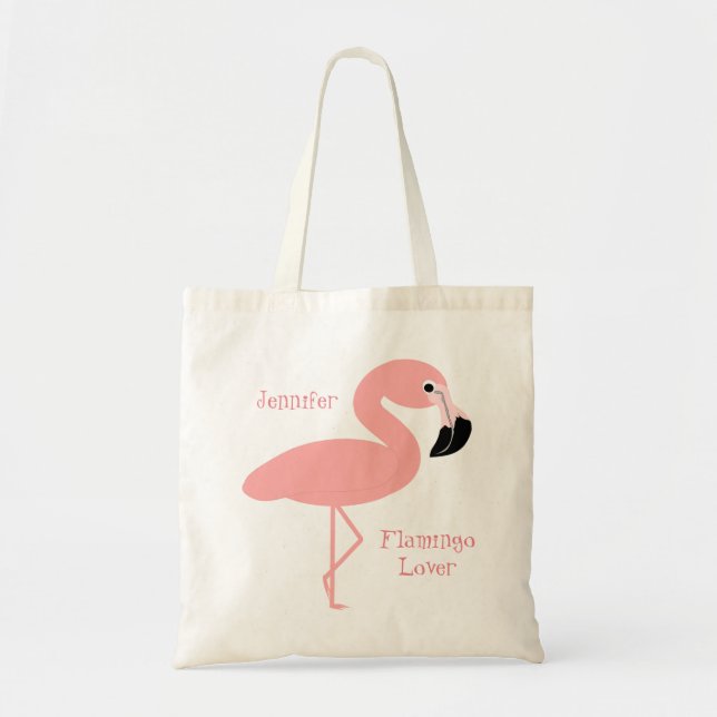 Pink Flamingo Design Tote Bag (Front)