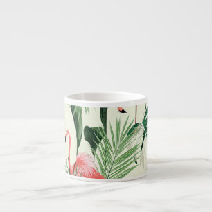 Pink Flamingo Exotic Flowers Pattern Espresso Cup
