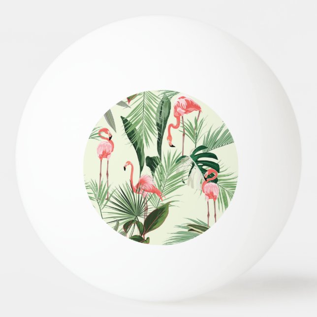 Pink Flamingo Exotic Flowers Pattern Ping Pong Ball (Front)