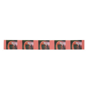 Pink Flamingo Face and Head Right-Facing Photo Satin Ribbon