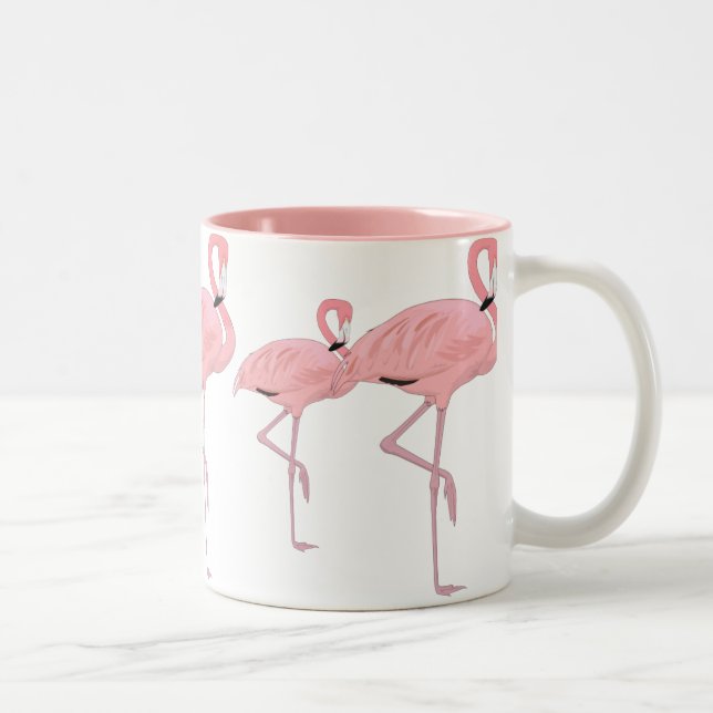 Pink Flamingo Family Flock Two-Tone Coffee Mug (Right)