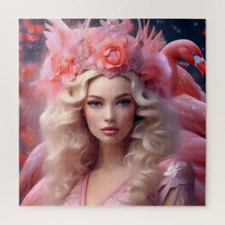 Pink Flamingo Fantasy Beauty Jigsaw Puzzle
