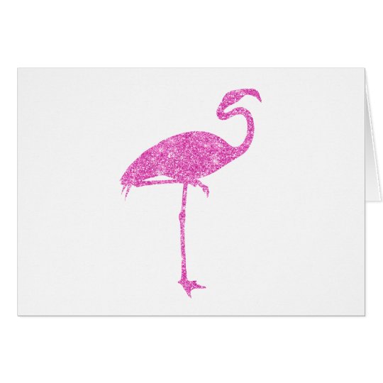 Pink Flamingo Faux Glitter Flamingos Tropical Bird Card