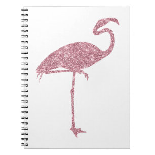 Pink Flamingo Faux Glitter Flamingos Tropical Notebook