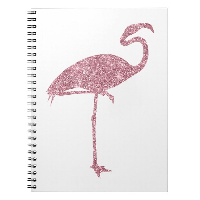 Pink Flamingo Faux Glitter Flamingos Tropical Notebook (Front)