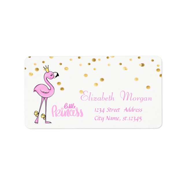 Pink Flamingo,Faux Gold Foil Confetti,White Label (Front)