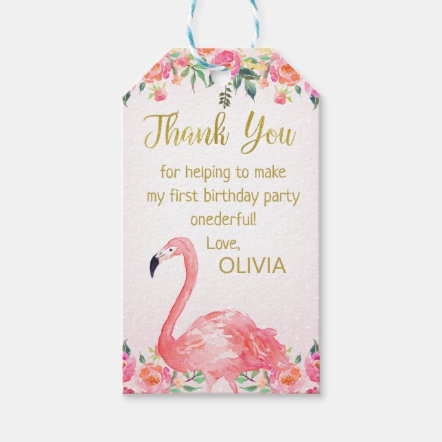 Pink Flamingo Favour Thank You Tag (Front)