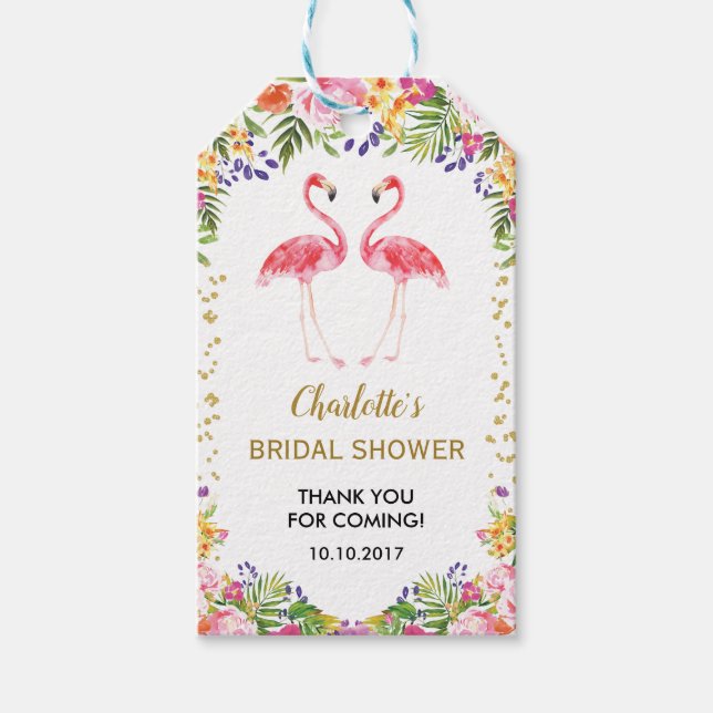 Pink Flamingo Favour Thank You Tag Tropical Summer (Front)