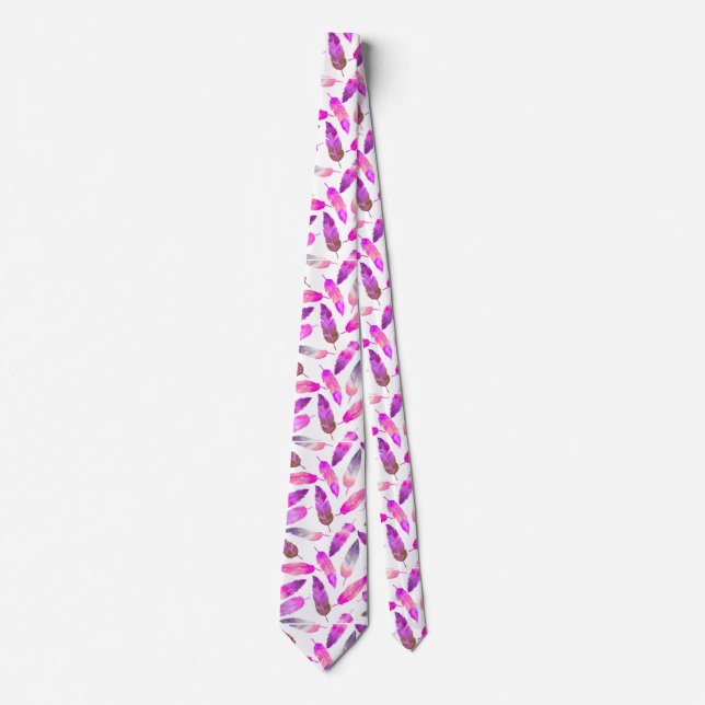 Pink Flamingo Feathers Neck Tie (Front)