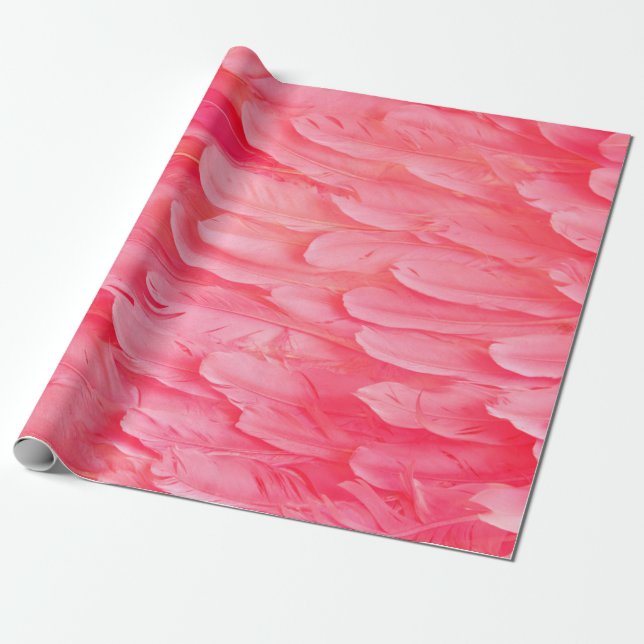 Pink Flamingo Feathersflamingo,feather,pink,textur Wrapping Paper (Unrolled)