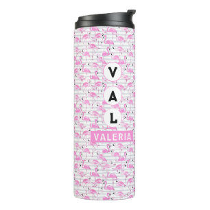 Pink flamingo feminine modern chic beach tropical thermal tumbler
