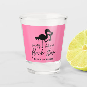 Pink Flamingo Flock Star Tropical Beach Birthday Shot Glass