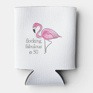 Pink Flamingo Flocking Fabulous at Thirty Can Cooler