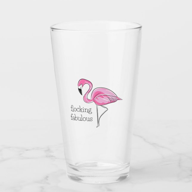 Pink Flamingo Flocking Fabulous Glass (Front)