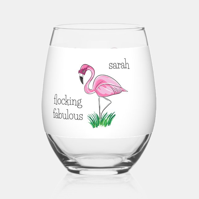 Pink Flamingo Flocking Fabulous Pink Glasses Name (Front)