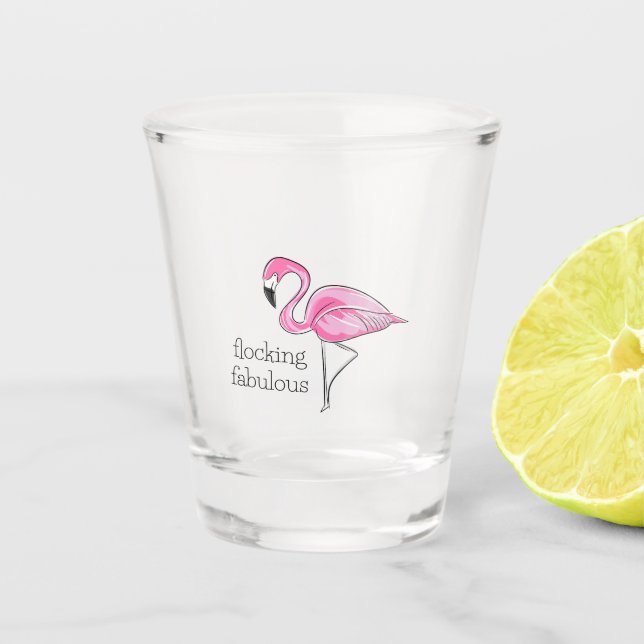 Pink Flamingo Flocking Fabulous Shot Glass (Front)