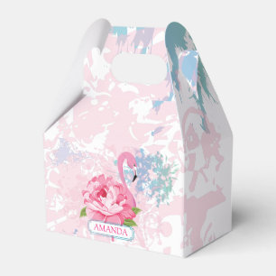 Pink flamingo Floral Monogram Favour Box