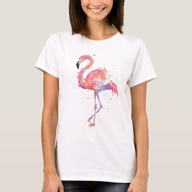 pink flamingo florida watercolor tshirt (Front)