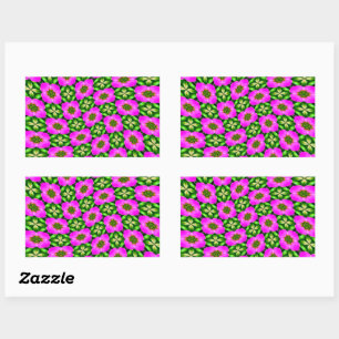 Pink Flamingo Flowers Pattern Rectangular Sticker