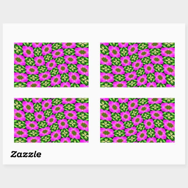 Pink Flamingo Flowers Pattern Rectangular Sticker (Sheet)