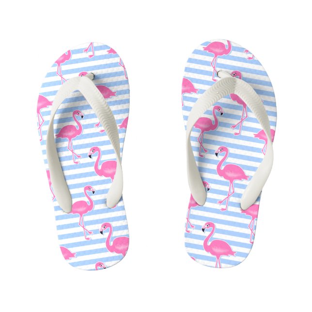 Pink Flamingo Fun Pattern Kid's Flip Flops (Footbed)