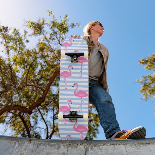 Pink Flamingo Fun Pattern Skateboard (Outdoor 1)