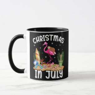 Pink Flamingo Funny Sloth Christmas In July Mug