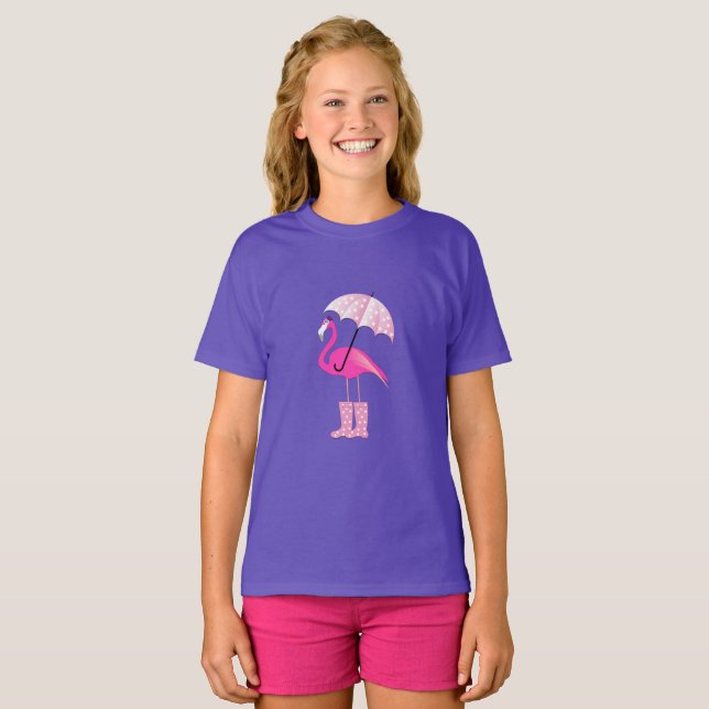 Pink Flamingo - Girls' Basic T-Shirt (Front Full)