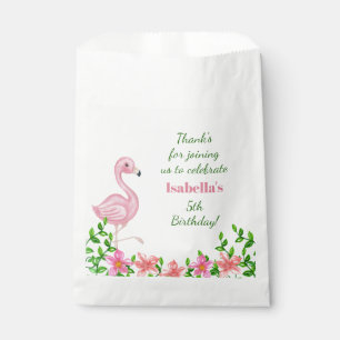 Pink Flamingo Girl's Birthday Party Thank You Favour Bags