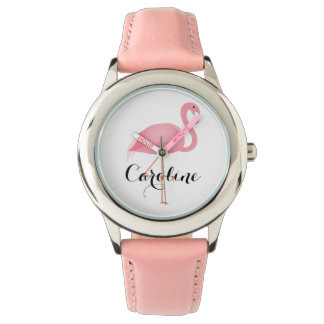 Pink flamingo girl's watch