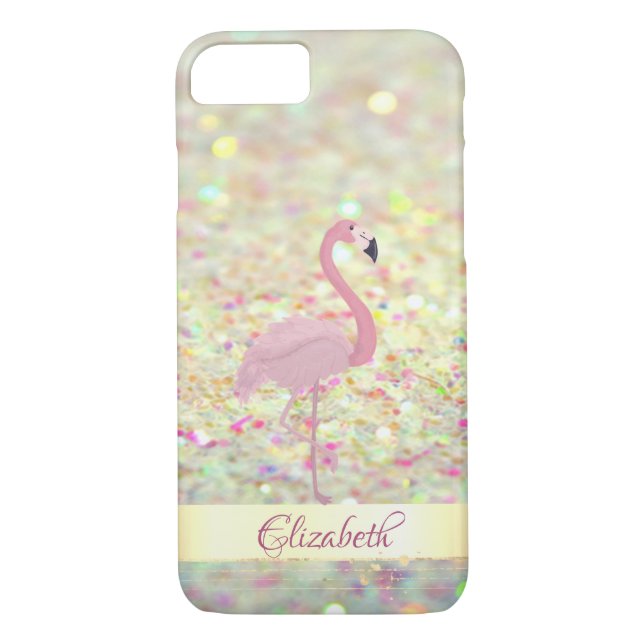 Pink Flamingo  Glitter Bokeh - Personalised Case-Mate iPhone Case (Back)