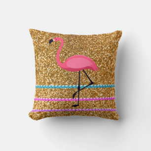 Pink Flamingo Glitter Cushion